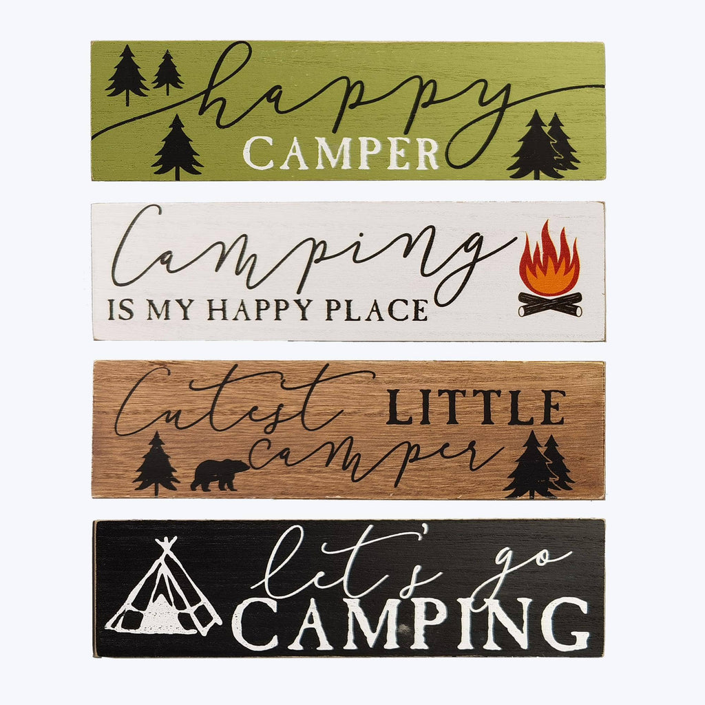 Home Decor - Wood Mini Tabletop Camper Block Signs, 4 Assorted - DBC Boutique