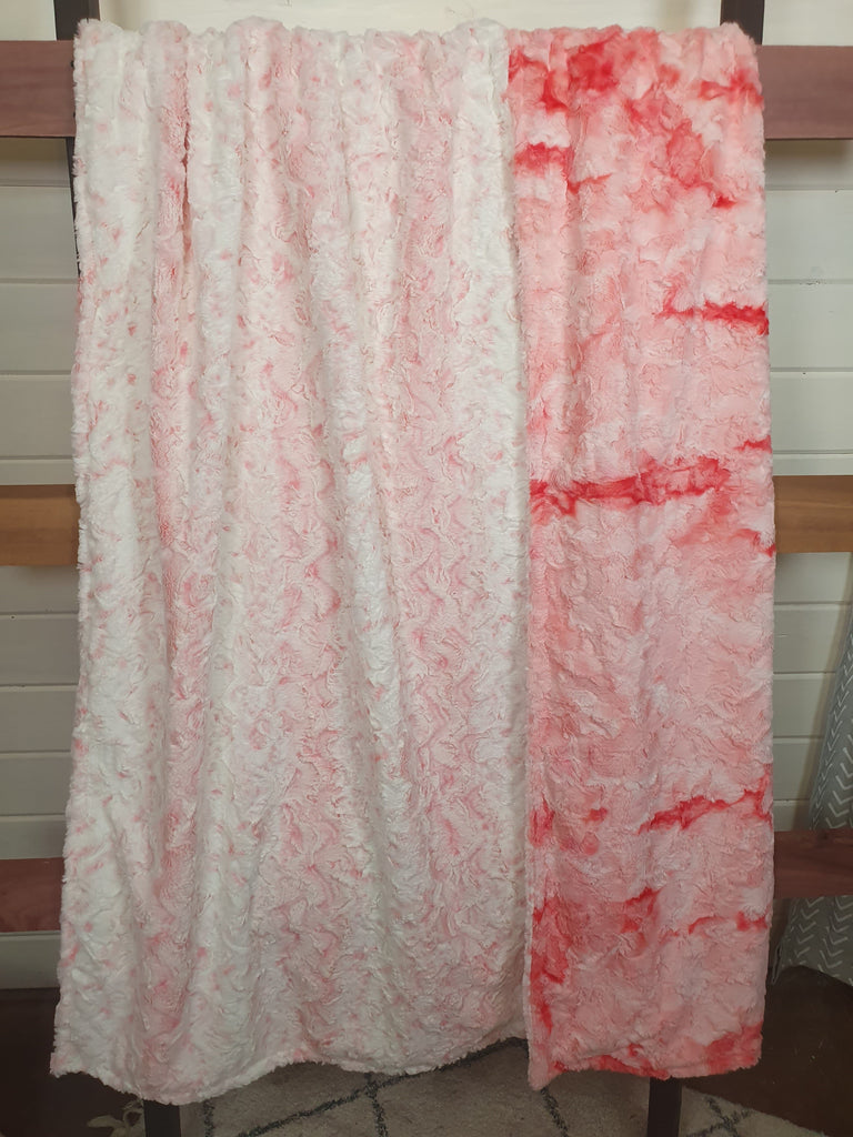 Oversized Adult Minky Blanket - Coral Snowy Owl Minky and Blossom Galaxy Minky - DBC Boutique