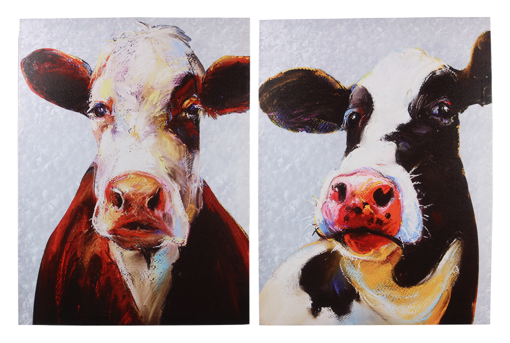 Home Decor - Canvas Cow Wall Art, 2 Assorted - DBC Boutique