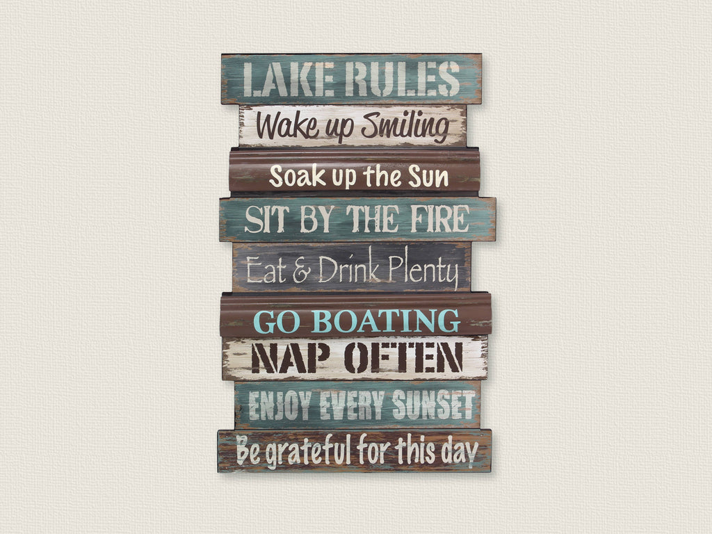 Home Decor - Wood Wall Lake Rule Sign - DBC Boutique