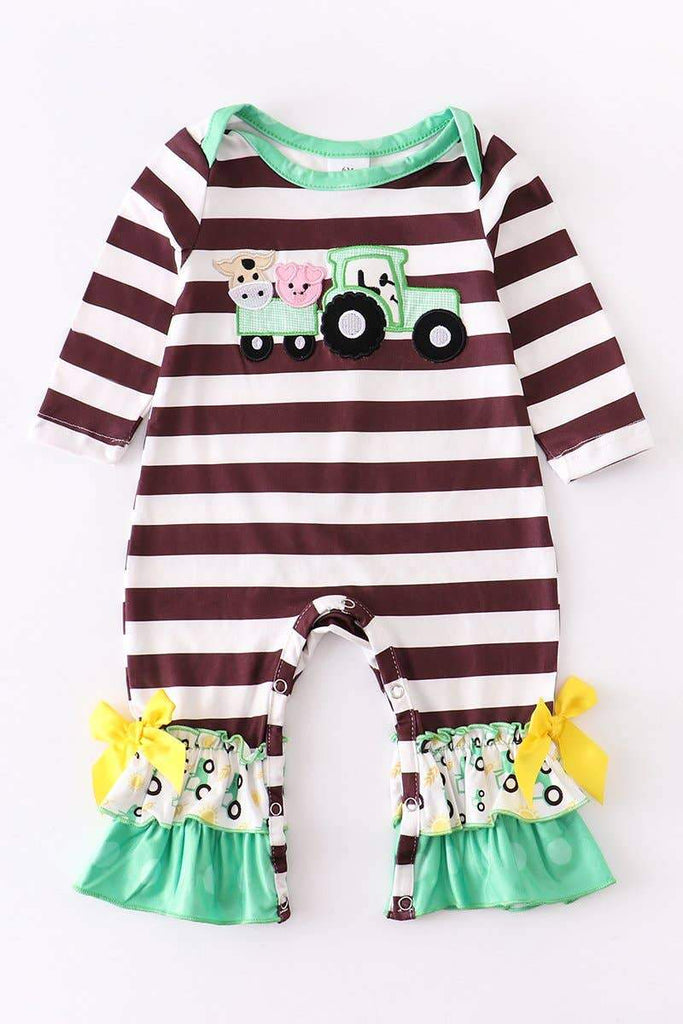 Baby Romper - Striped Tractor - DBC Boutique