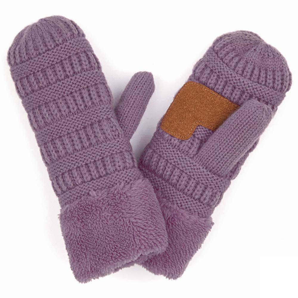 Gloves - C.C Violet Knit Mittens - DBC Boutique
