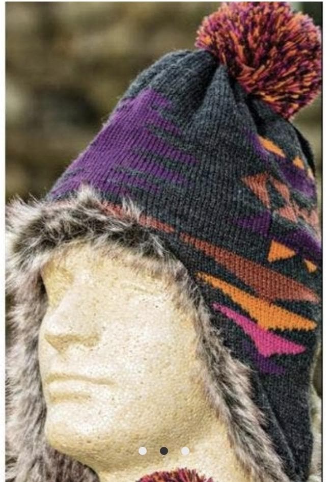 Hat - Earth Ragz Purple Aztec Fur Lined Hat - DBC Boutique