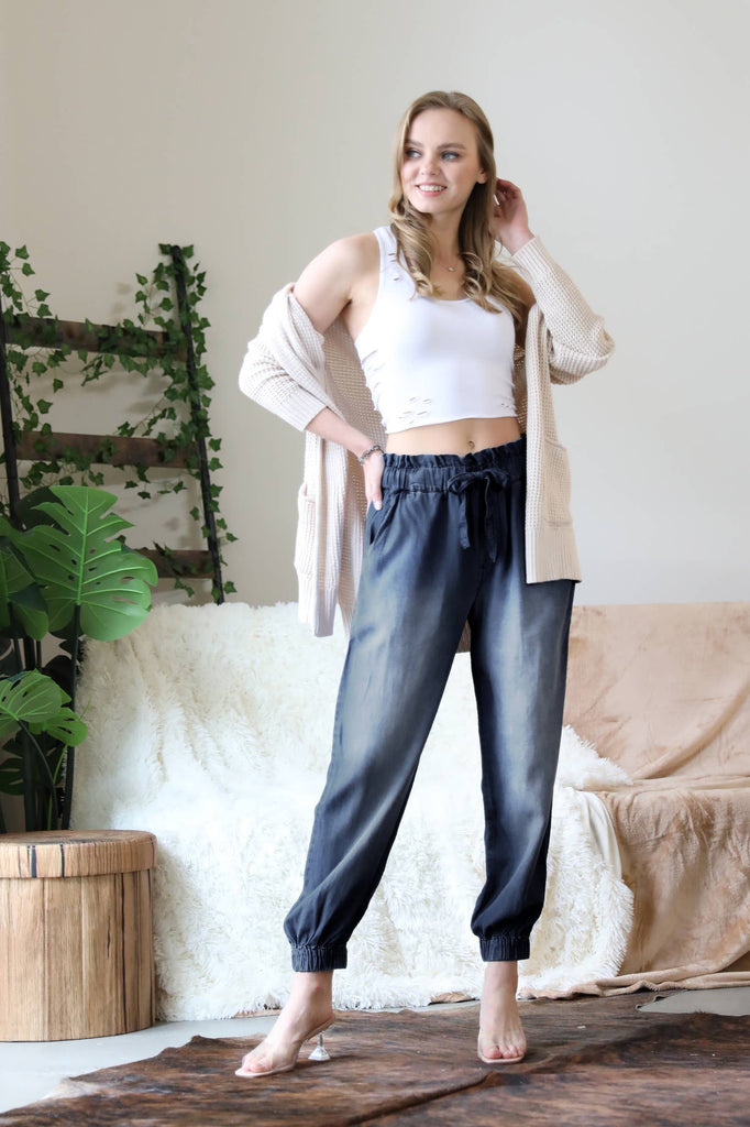 Pants - Chambray Paperbag Waist Jogger - DBC Boutique
