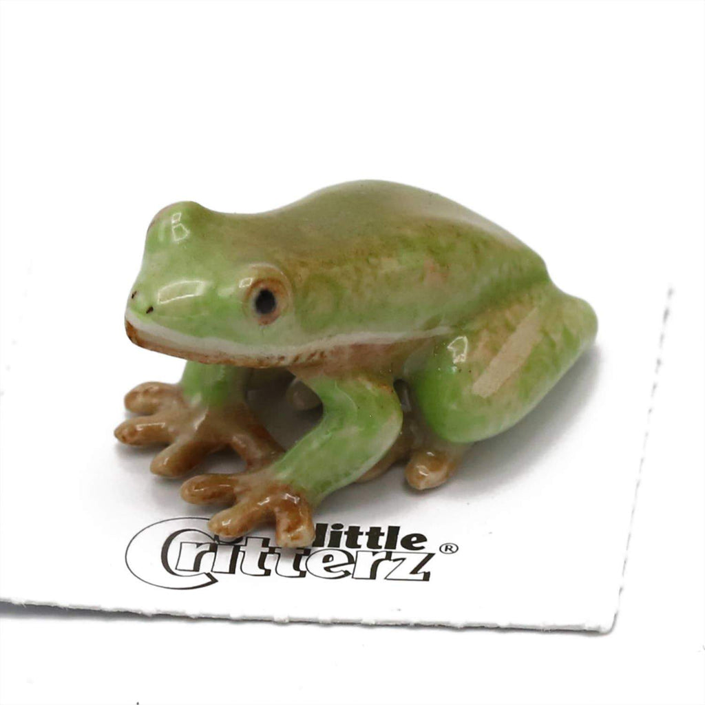 Pond Green Tree Frog Porcelain Miniature - DBC Boutique